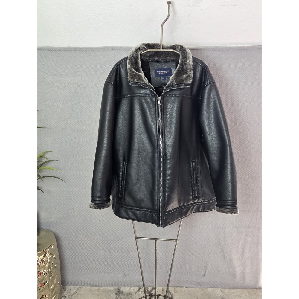 Roundtree & Yorke Mens leather winter jacket fur lined sz 3XB